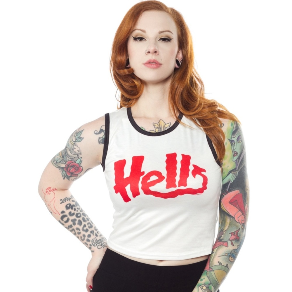 Sourpuss "Hell" Cropped Ringer Tank Sz L
